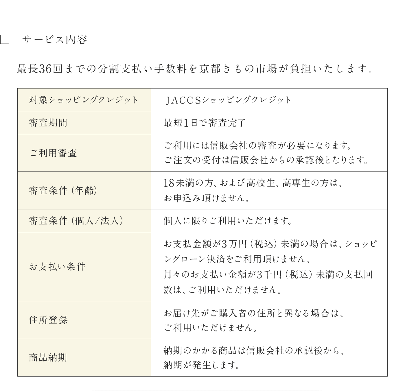 JACCSショッピングクレジット36回金利手数料無料キャンペーン