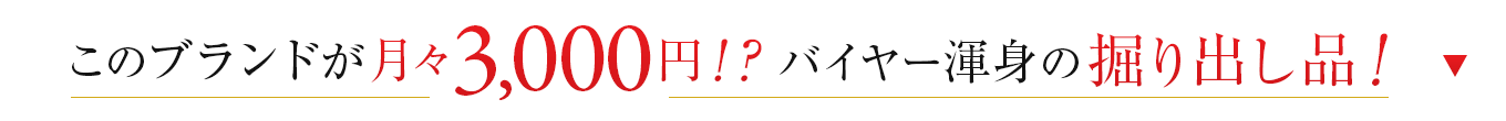 このブランドが月々3.000円！？バイヤー渾身の掘り出し品！