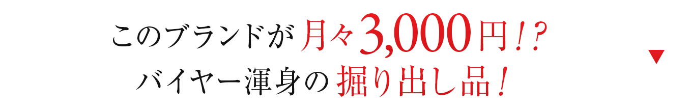 このブランドが月々3.000円！？バイヤー渾身の掘り出し品！