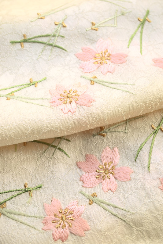 桜刺繍帯揚げ刺繍