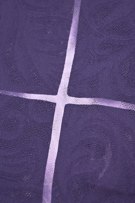 5万均一】 【仕立て上がり】 正絹紋紗道中着 「揺れ格子・紫色」 大切 