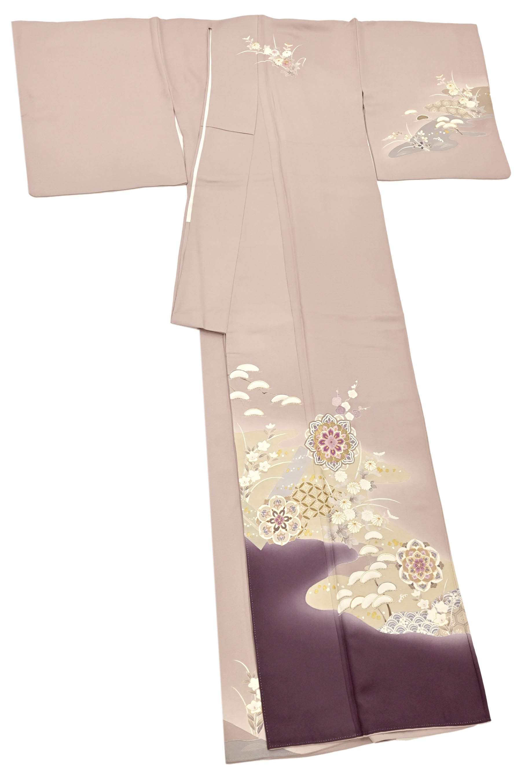 帝王紫 紫 貝紫 絽 刺繍 夏着物 夏名古屋帯 - 着物