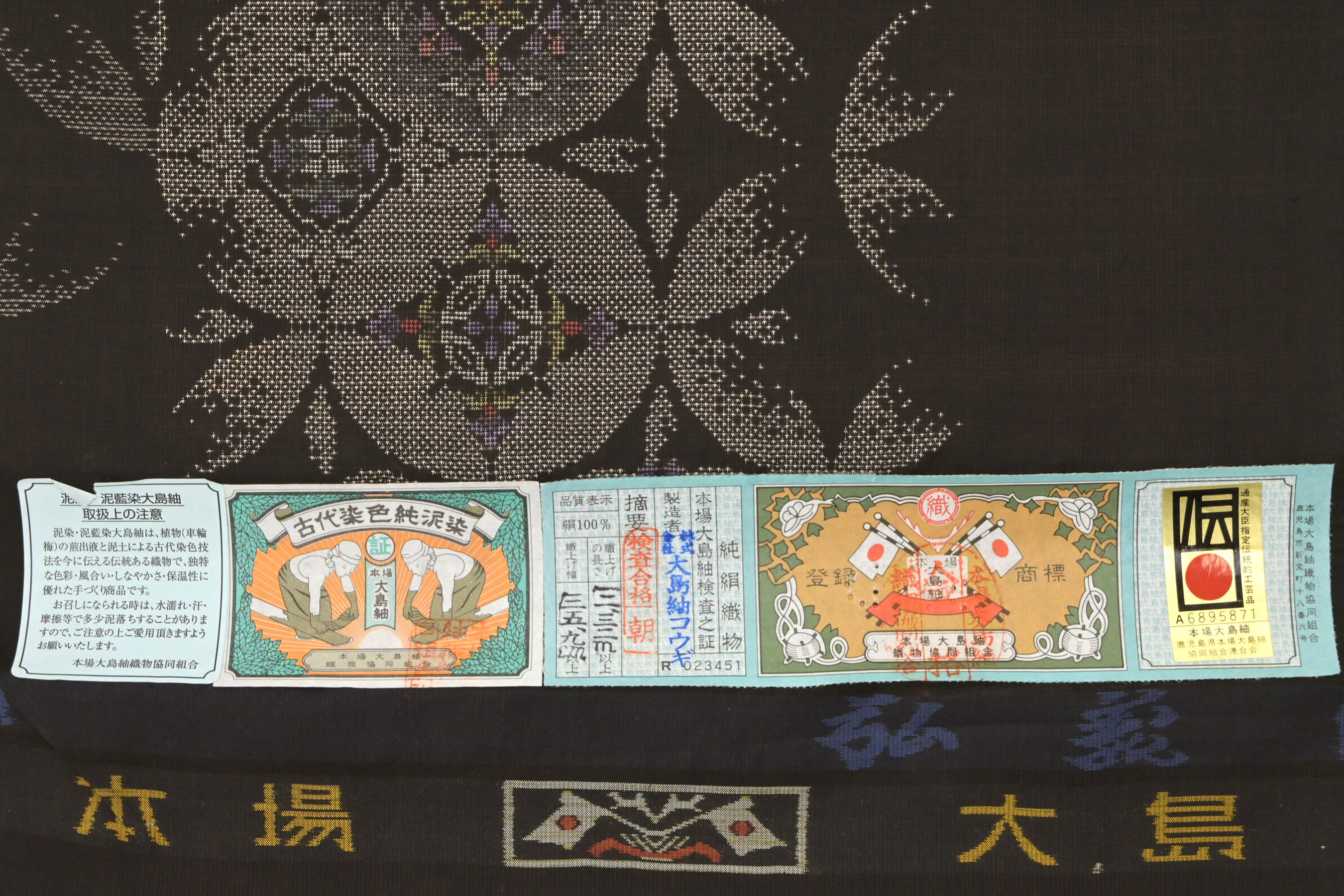 大島紬 織り+手刺繍 泥染 カタス式 9マルキ - www.muniloslagos.cl