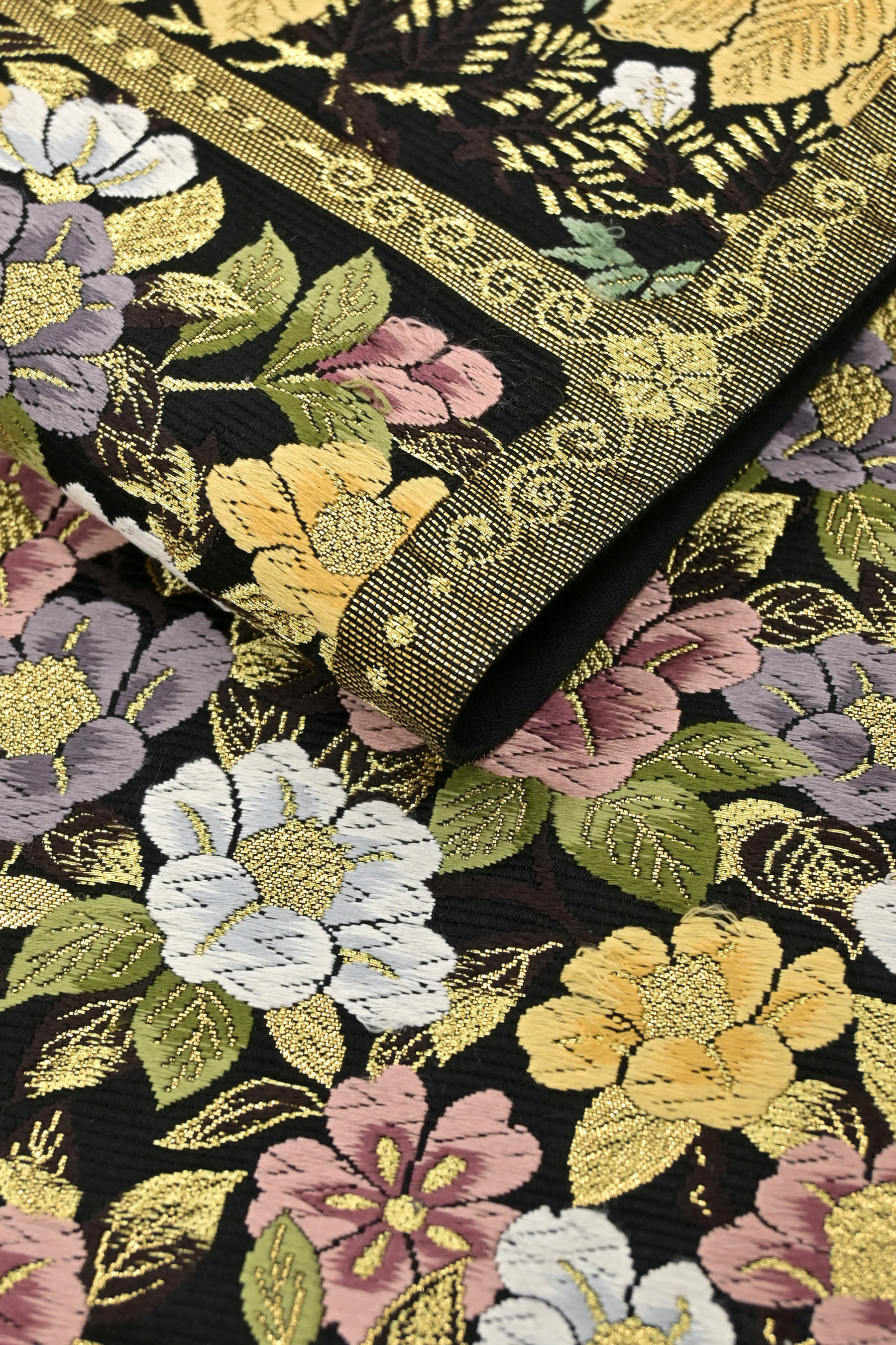 唐花や桜の華紋が織られた袋帯 着物 - 着物
