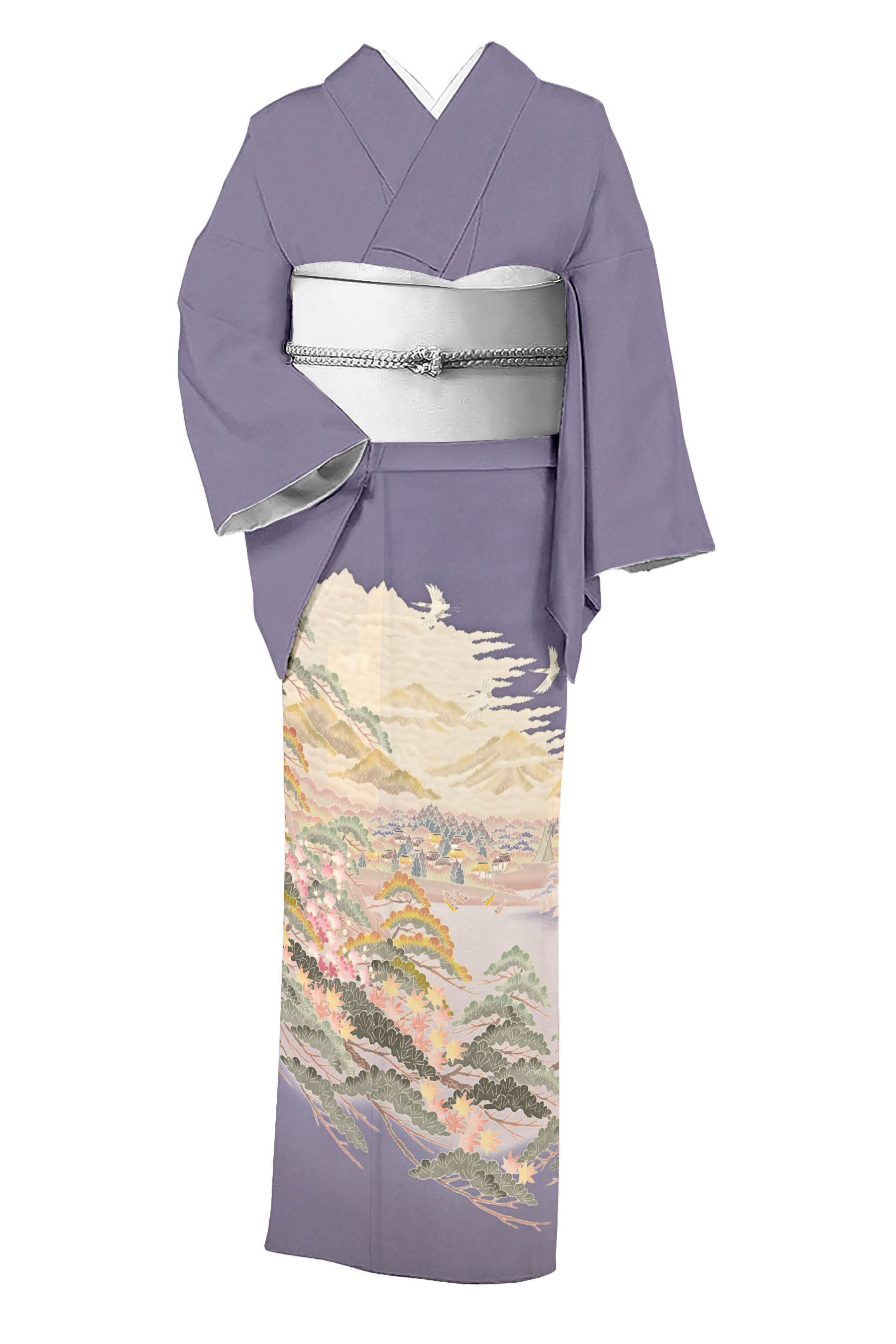 マリナボーダー 作家もの 薄紫地の加賀友禅の色留袖 着物