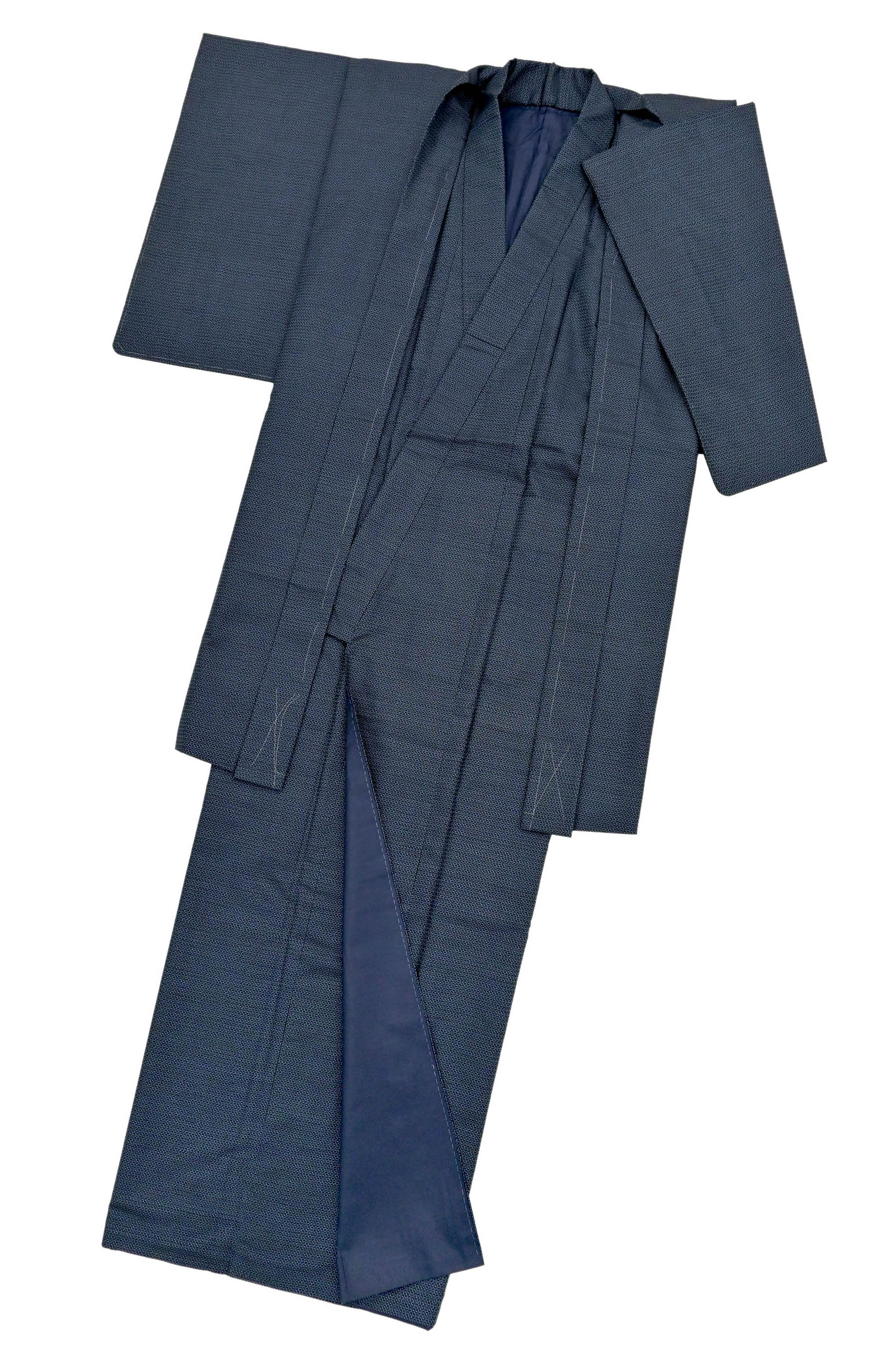 男着物 大島紬アンサンブル 正絹大島紬 藍の亀甲絣 札絵の羽裏柄 M309 