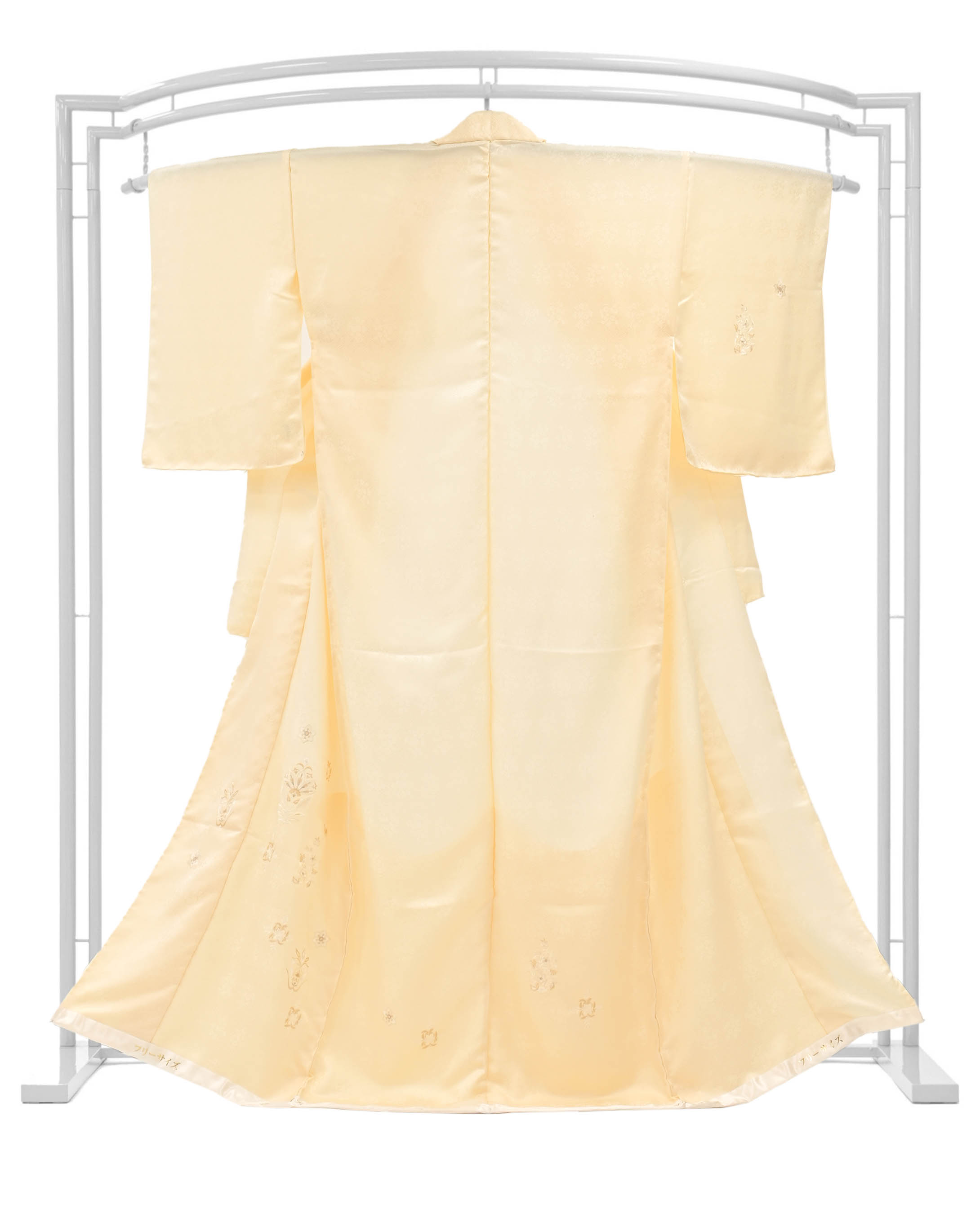 【京の染匠】 正絹刺繍訪問着 「欧風唐花文様　蜂蜜色」 エレガントな和のドレス…。 寸法大きめの方へも！