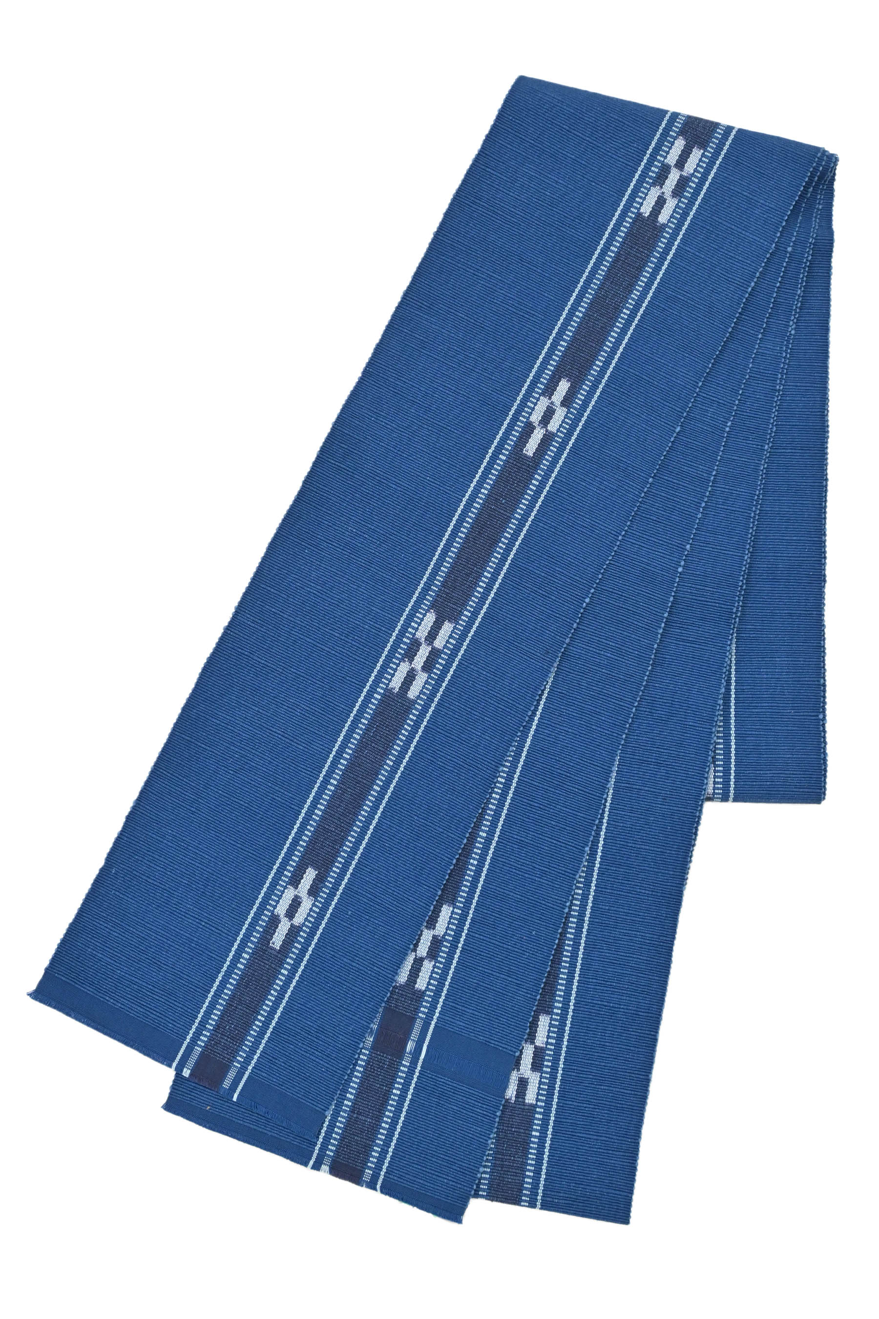 No.1264八重山ミンサー織 半幅帯 手織 草木染 綿 伝統工芸品 新品未使用-