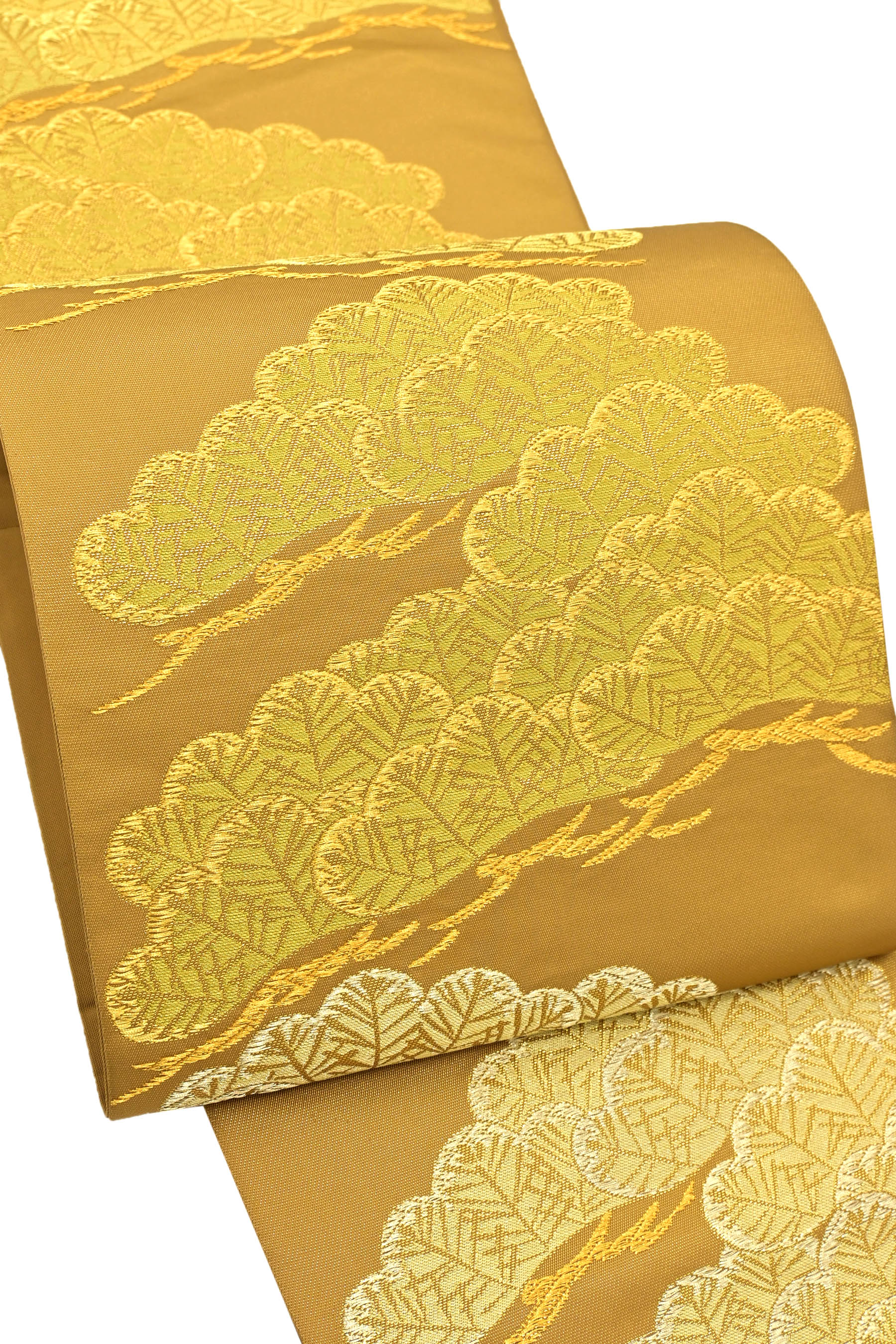 13,038円京都 西陣織 袋帯 正絹 朱色 金糸 ゴールド 豪華 松