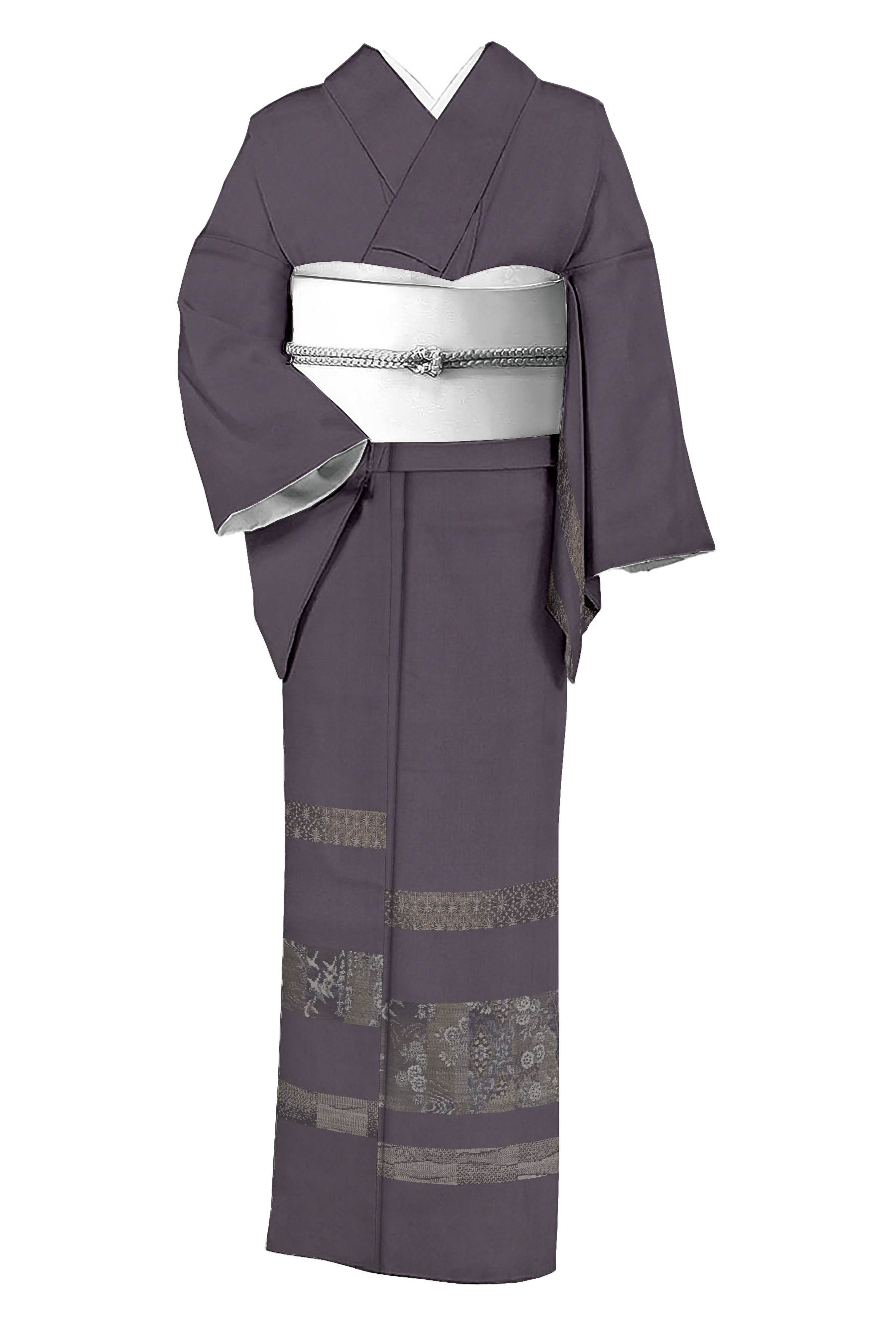 屋久島染の手織りの大島紬の小紋 着物 純泥染 古代染色 着物-