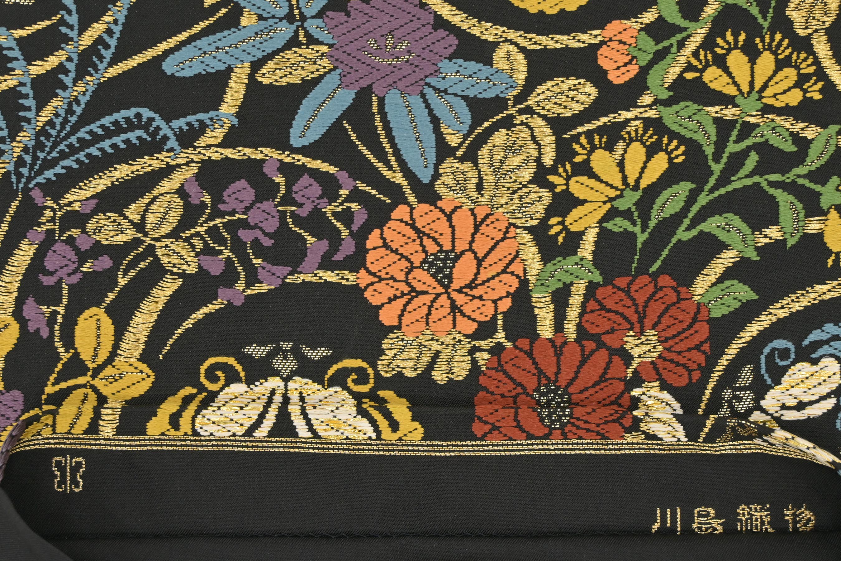 23度締めております西陣　川島織物　洒落　袋帯　六通　更紗　　美品　珍しいお柄