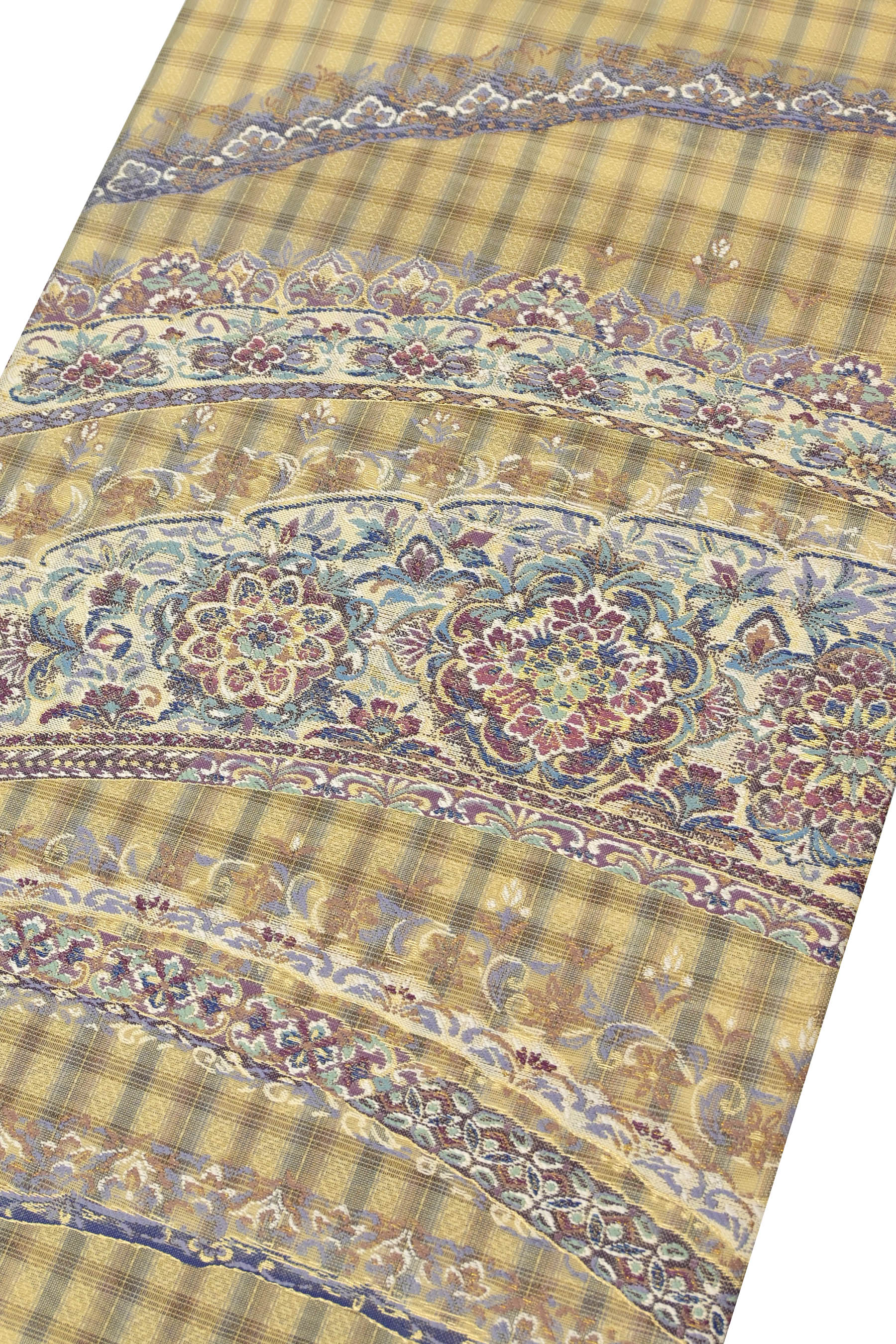 仕立て上がり正絹袋帯（中古美品） 「宝飾青海伽藍紋」 モダンな 