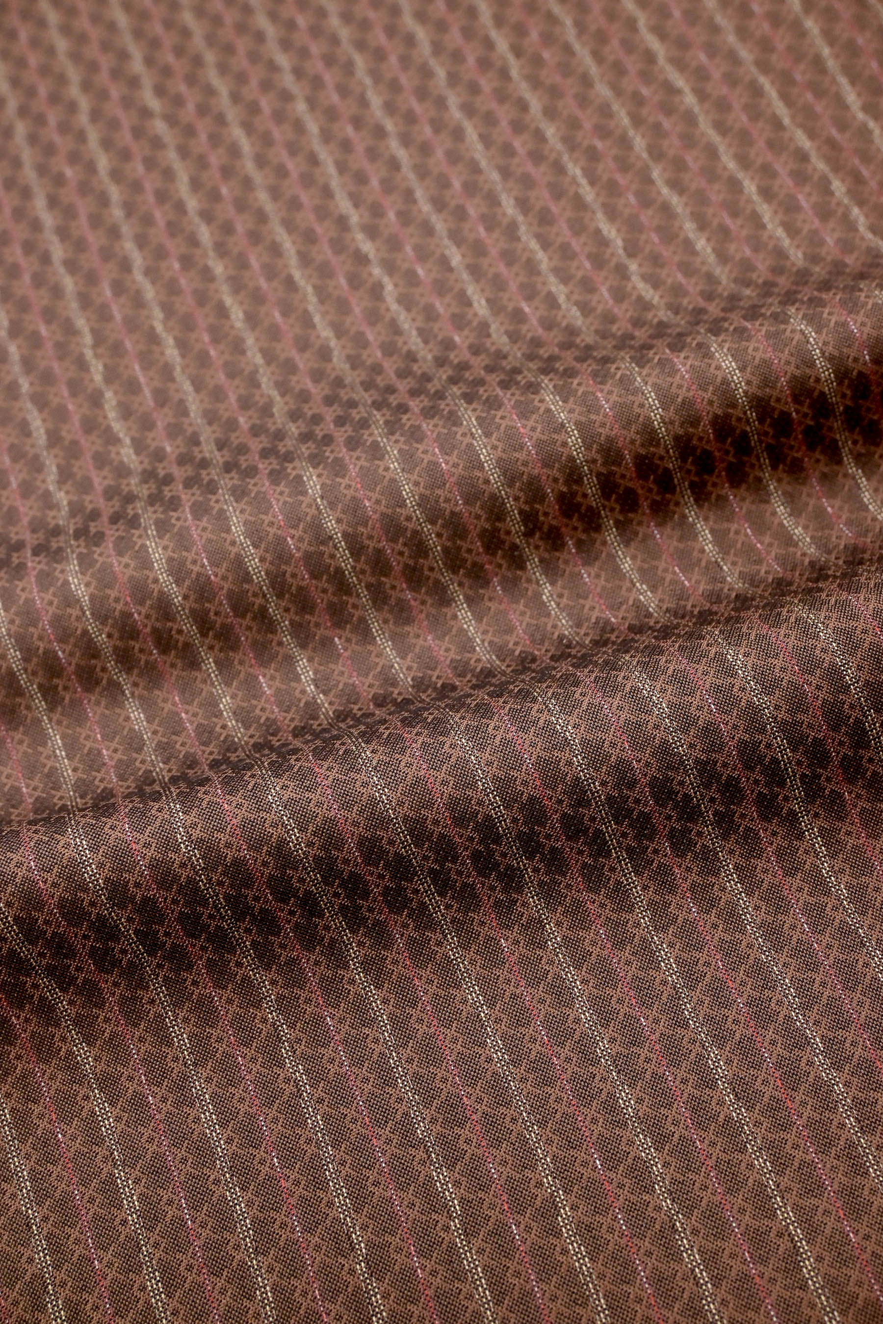 セットアップ 絹100％ 米沢織物 縞織紬 ひとえもの 誂え仕立品中古品