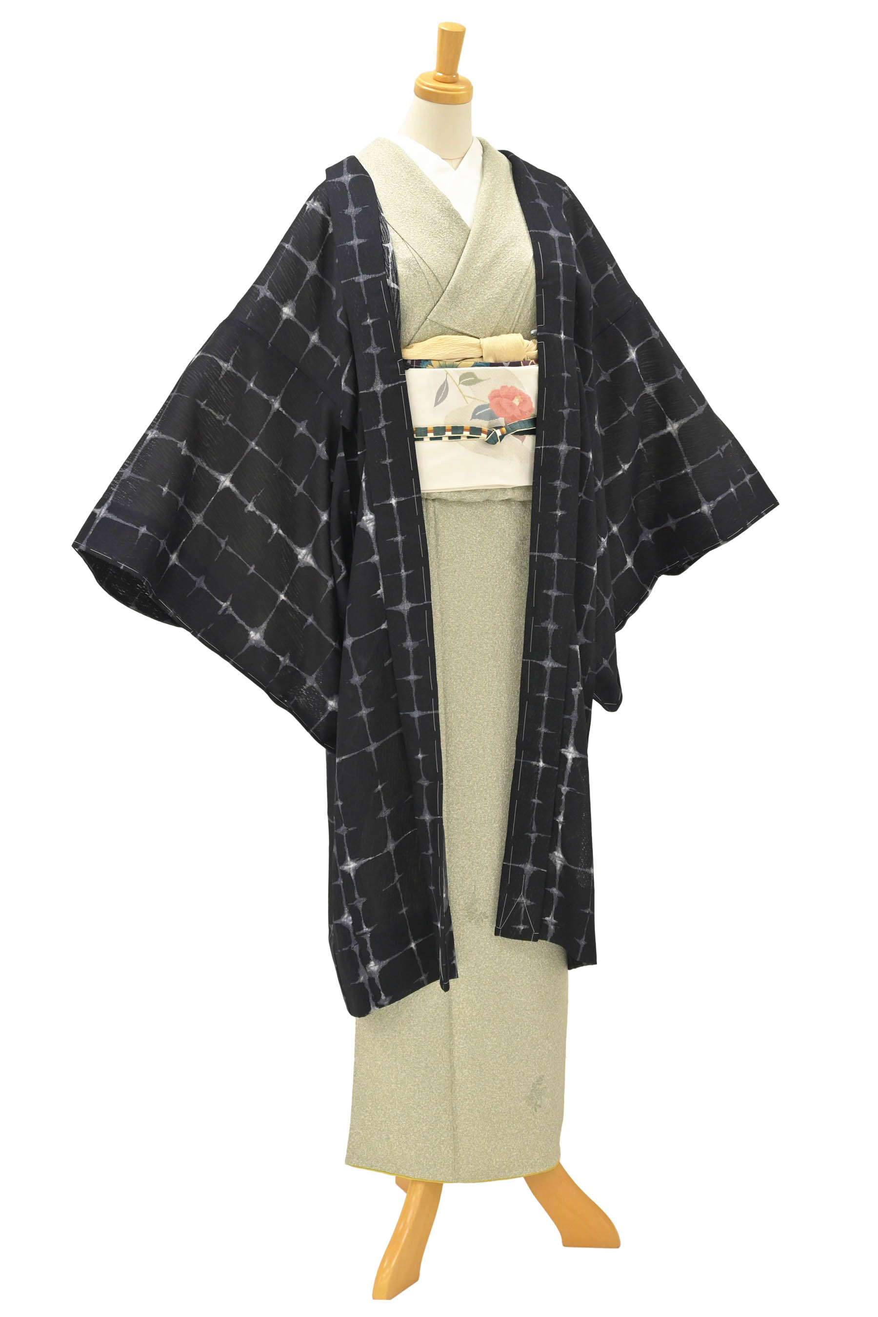 蔵出し！ （撥水加工済み） 正絹西陣雨コート 「彩亀甲縞」| |京都 