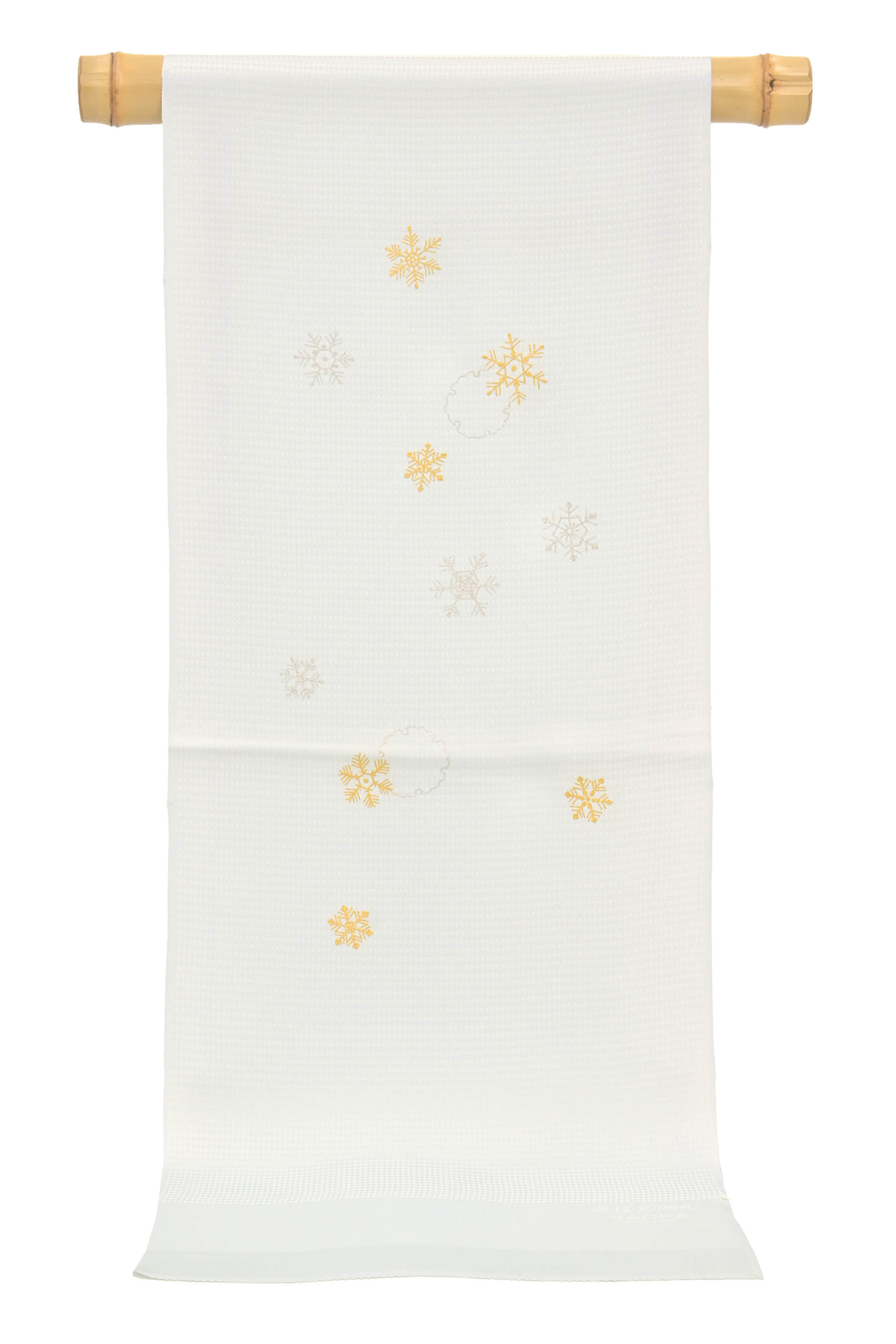 和小物さくら】 別織紋意匠地帯揚げ 雪の結晶 金銀箔 (03)ライトグレー