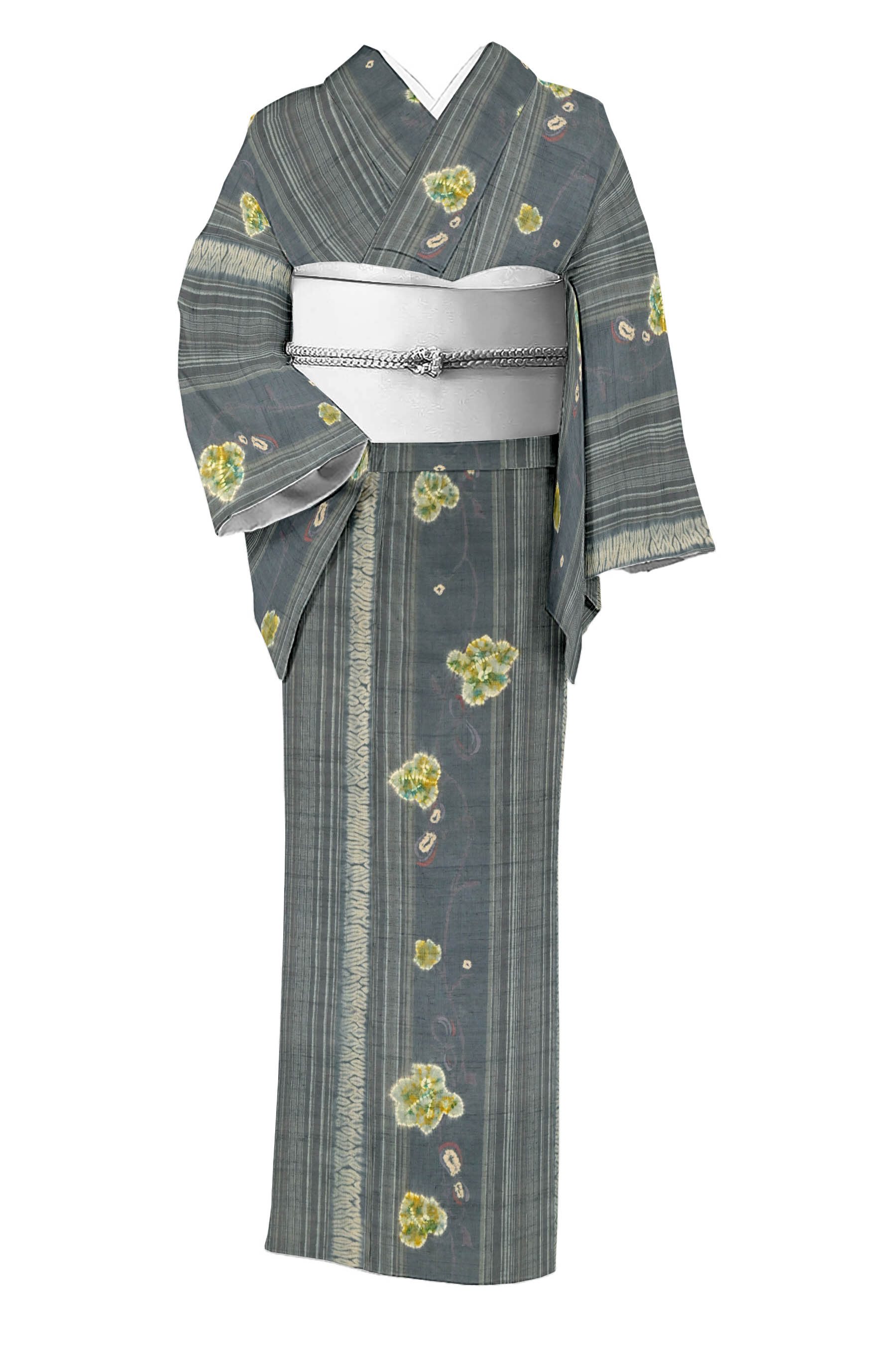 紬着物 伝統工芸作家 七代目吉澤与市 ガード加工 しつけ K-3435着物の 