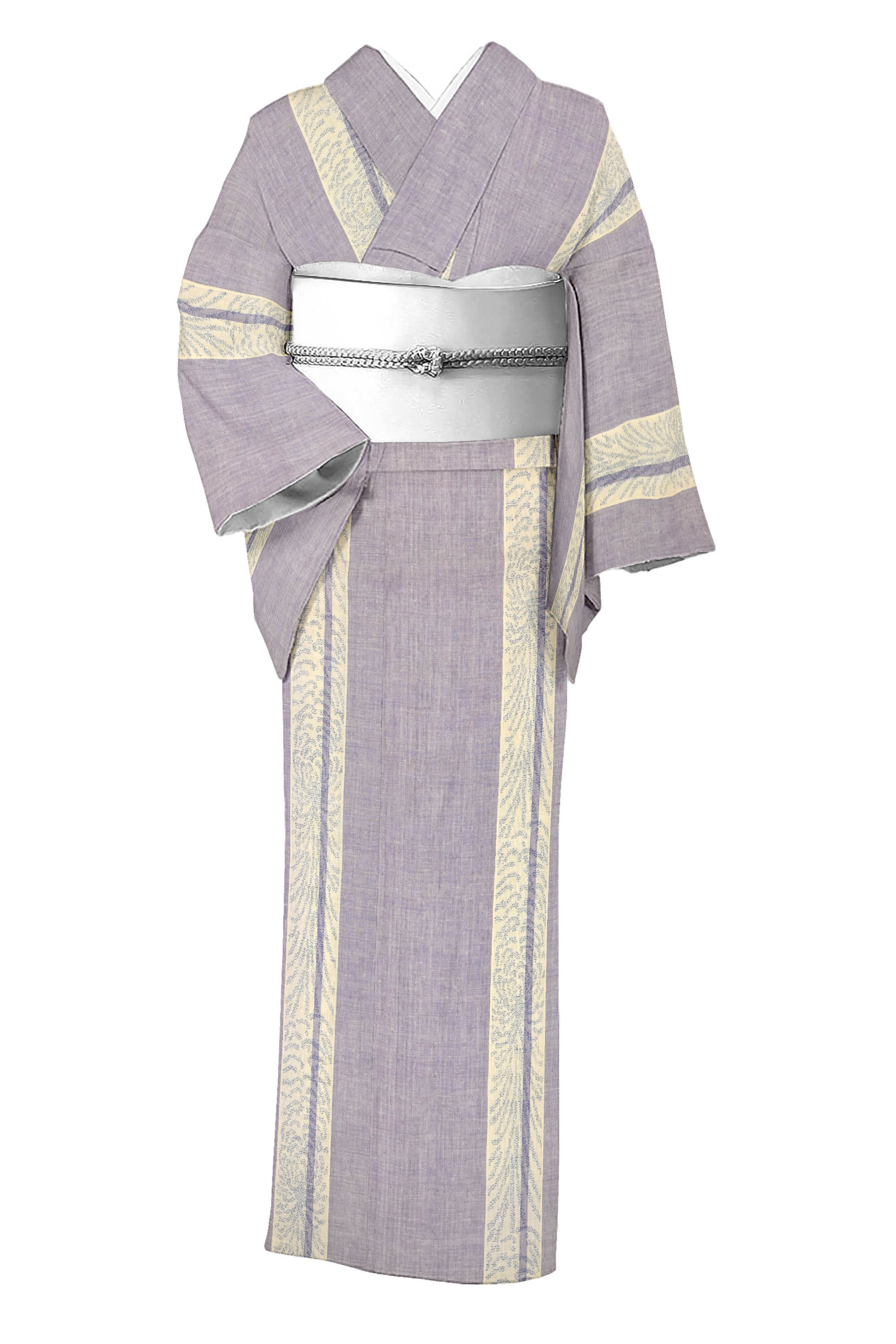 本場結城紬 極濃い紫 しつけ付き 真綿紬 - 着物