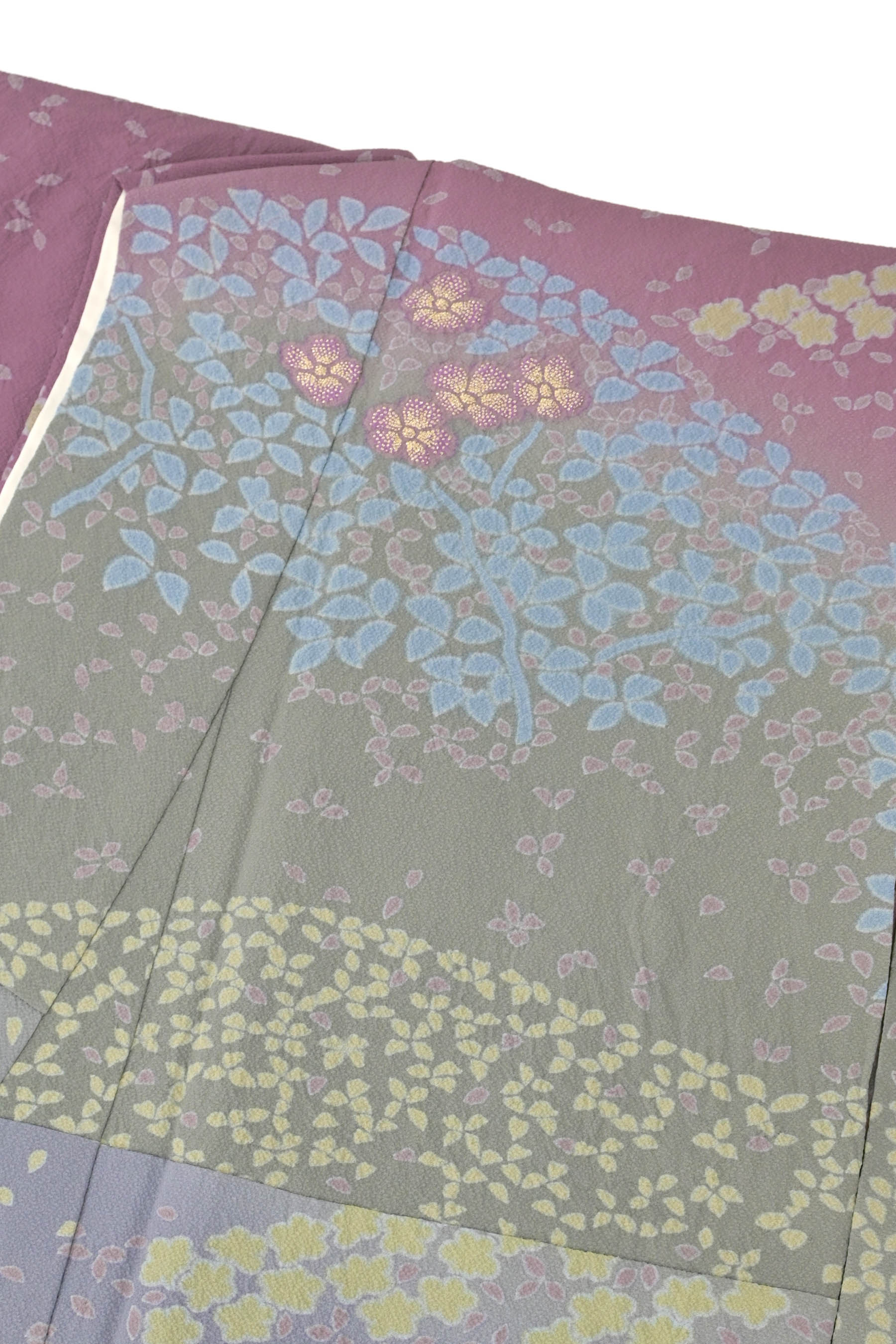 名門 滝泰 朧染襲ね 絞り訪問着紫グラデ 絞りと相良刺繍 トールサイズ