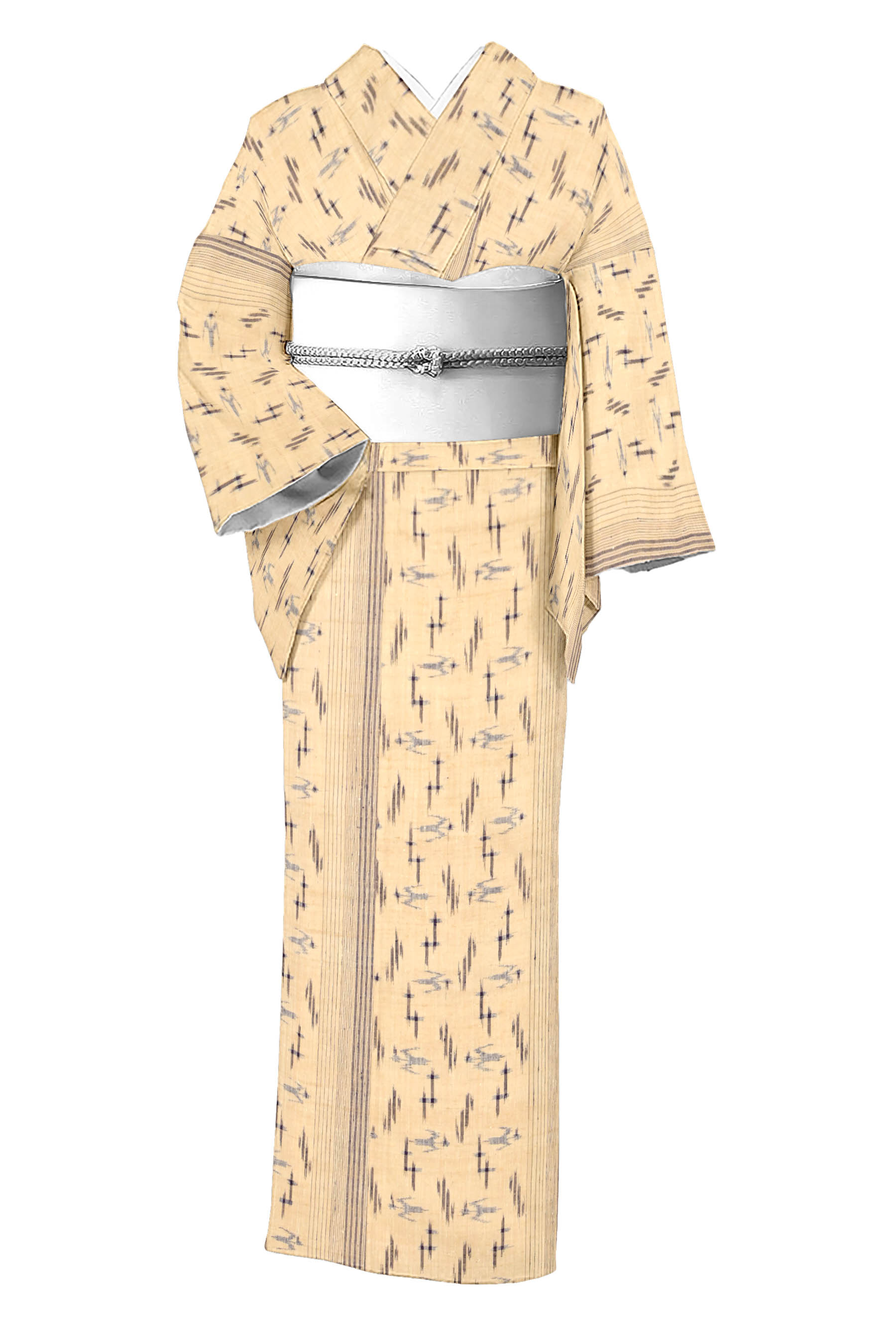 民芸紬】高級手縫いお仕立て着物 日本の絹 - 着物