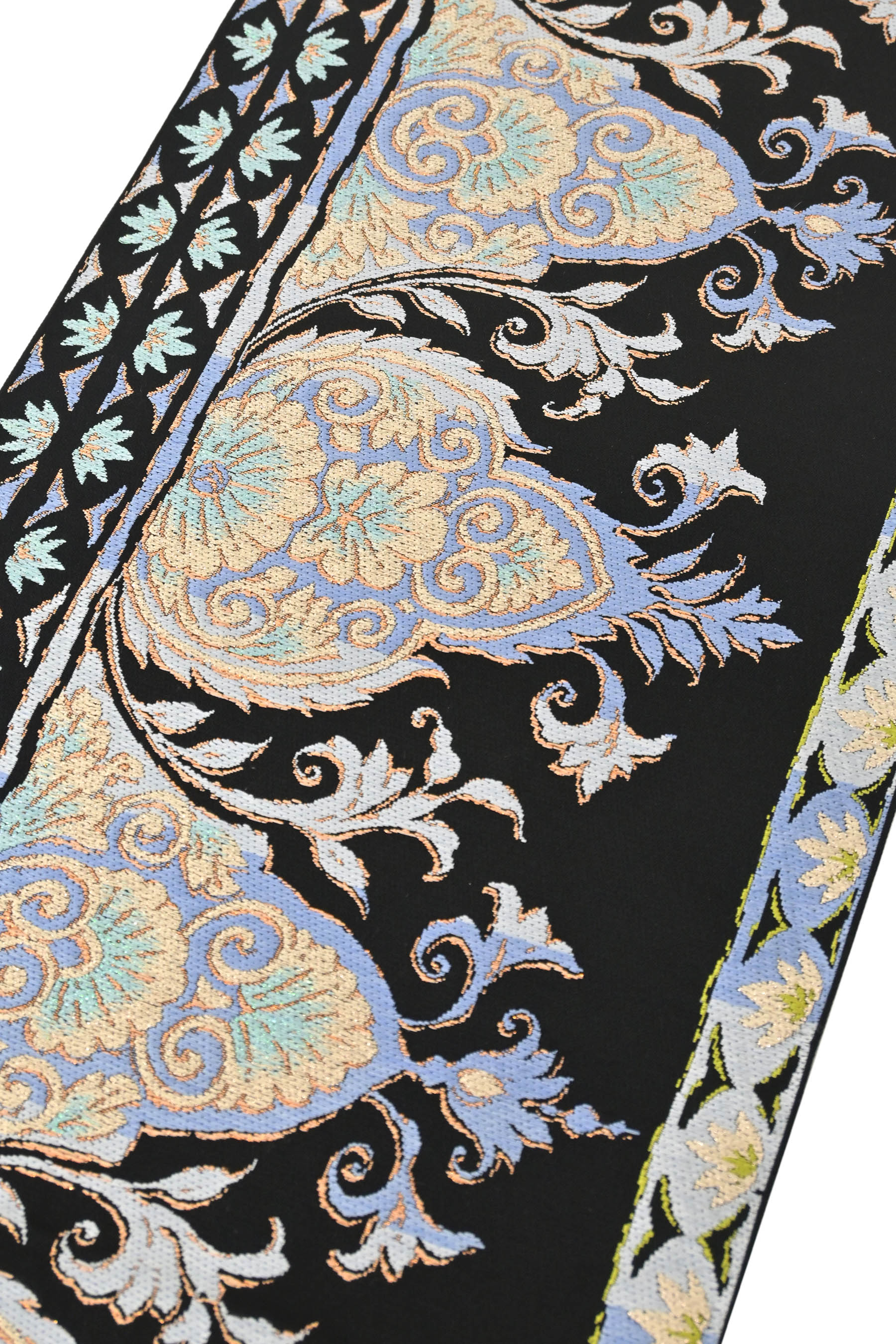 P533厳選西陣 ふくれ織 濃藍地 気品豊かに 正絹全通高級美術袋帯 