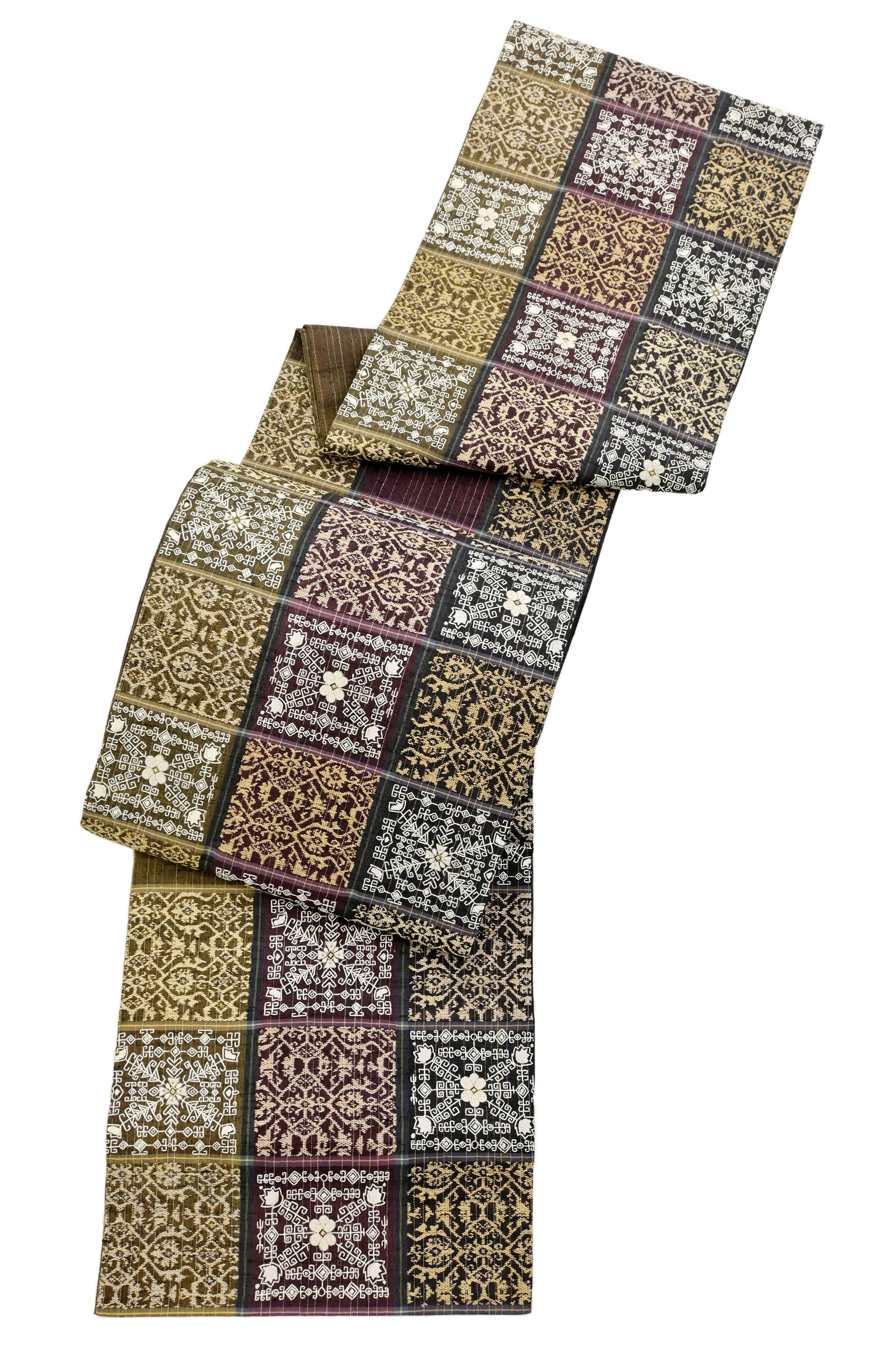袋帯 相良刺繍 手織り紬 菱 波 24M34f 国内製造 - miyomcerrahisi.com