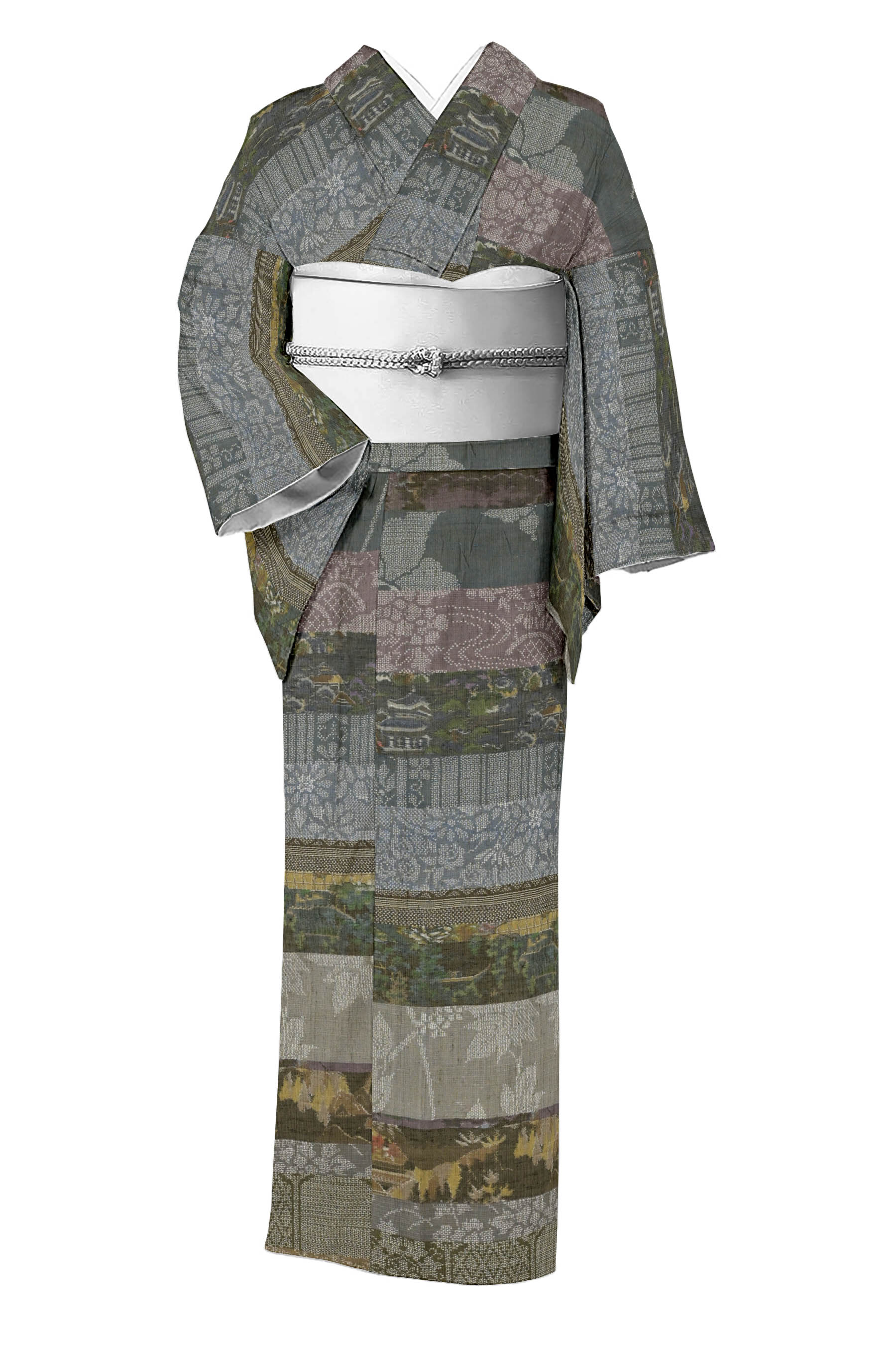 絹100％ 夏のきもの 伝統工芸品 夏大島 十日町織物 - 女性和服、着物
