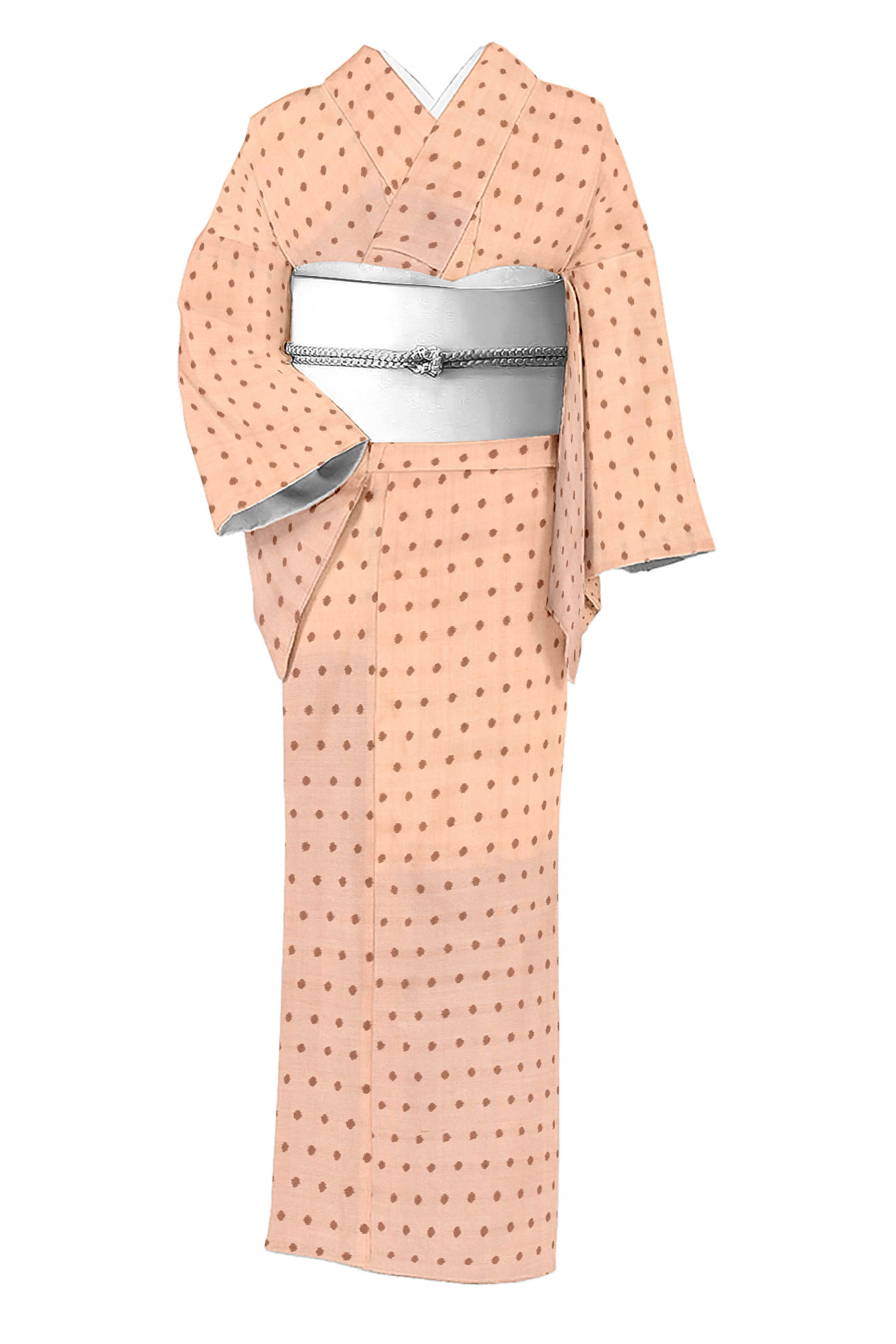 十字絣 紬 シンプル 正絹 X026 - 着物・浴衣