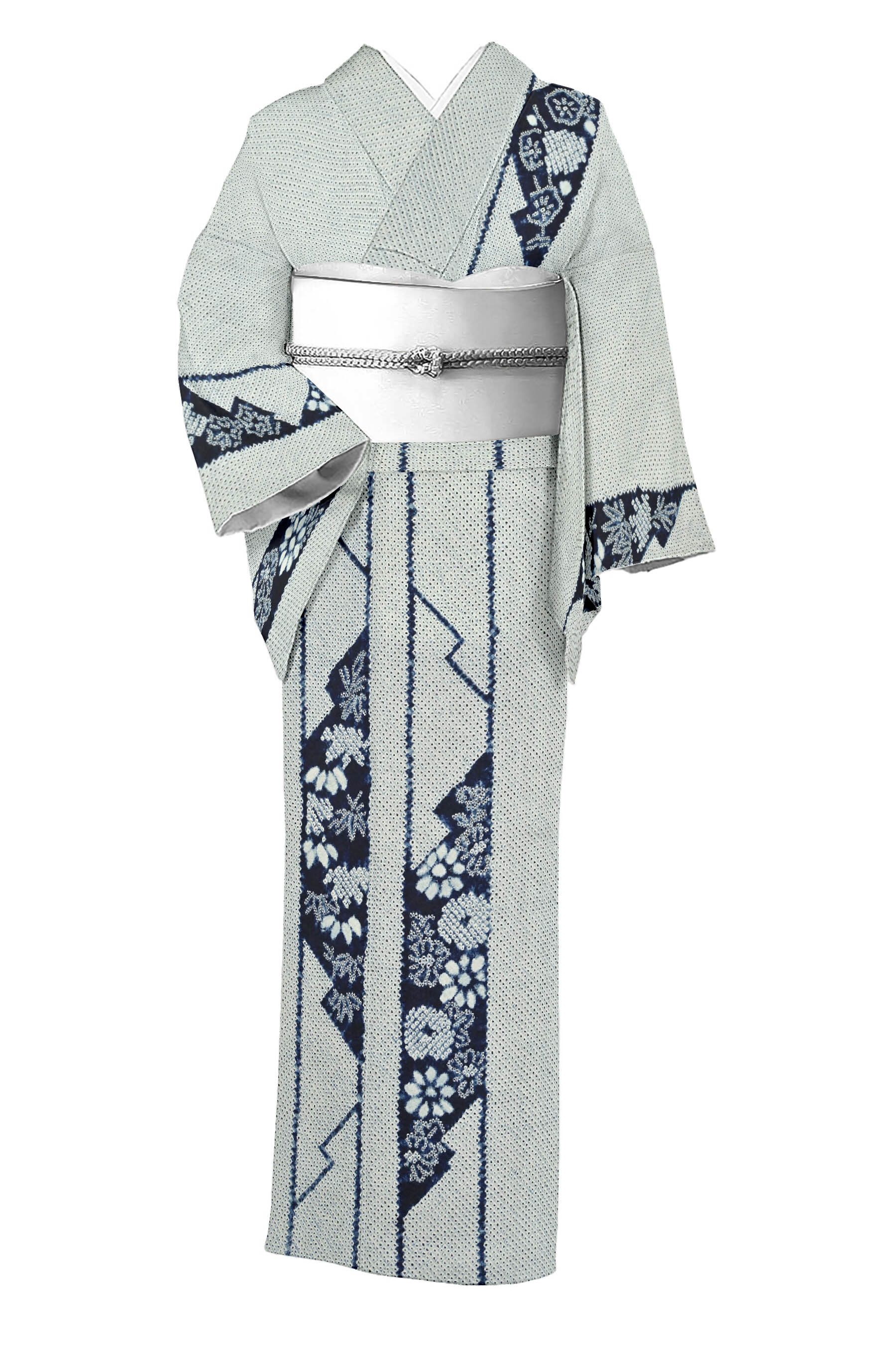 日本公式品 正絹藍染小紋 草花間道 (訪問着、留袖、紬、袋帯なども出品 ...