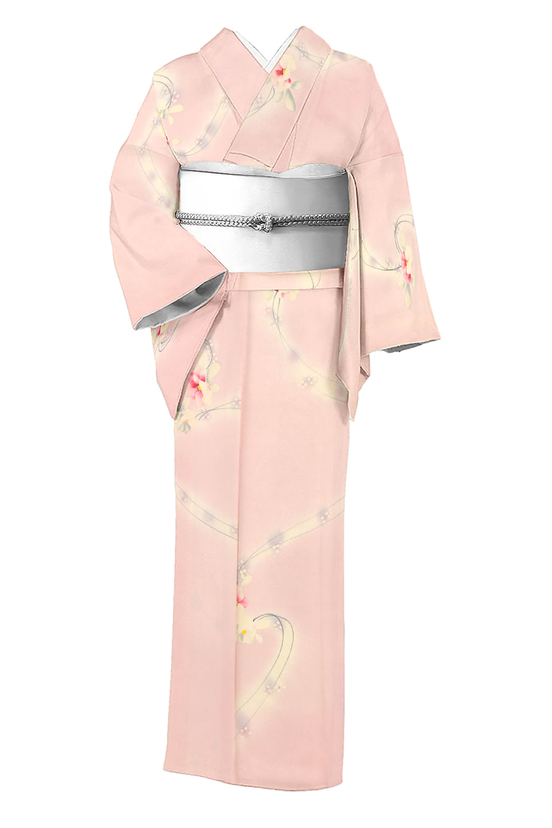 限定10％OFFエレガントに華やぐ　桜色の　式典にも　美品のお着物です　～幸せキモノ～ 仕立て上がり