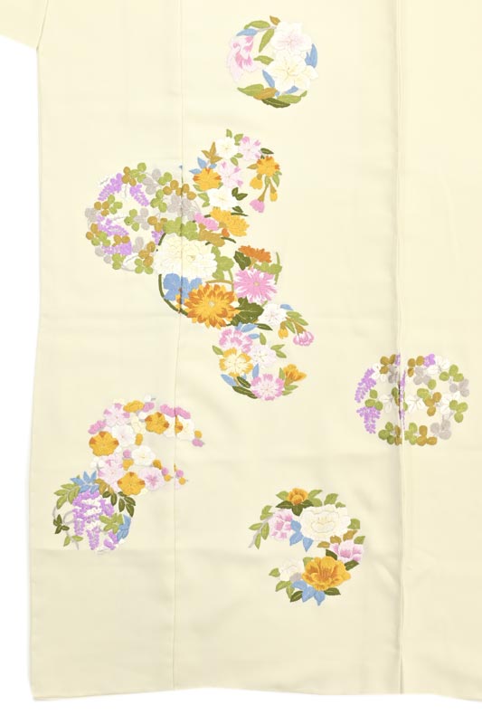 京の名工房】 高級総本手刺繍訪問着 「四季花丸文」 花玉跳ねる愛