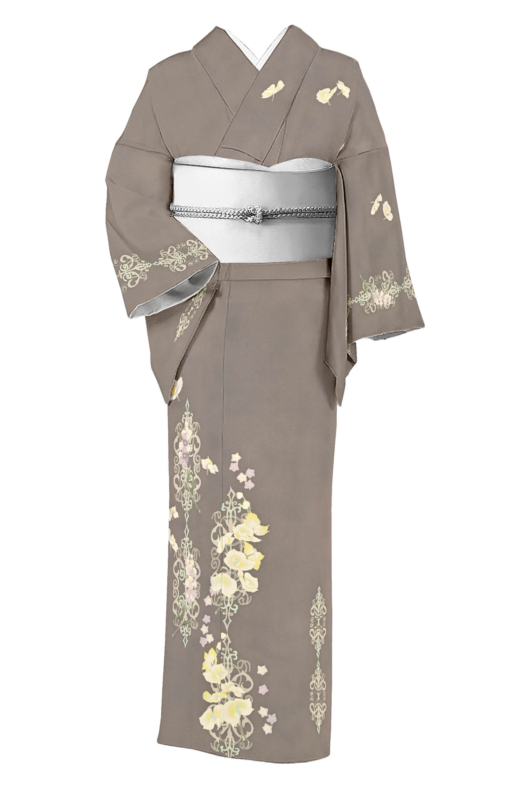 の販売【新品】ひでや工房 綿レース半幅帯 アイボリー 着物 kimono 632 着物・浴衣