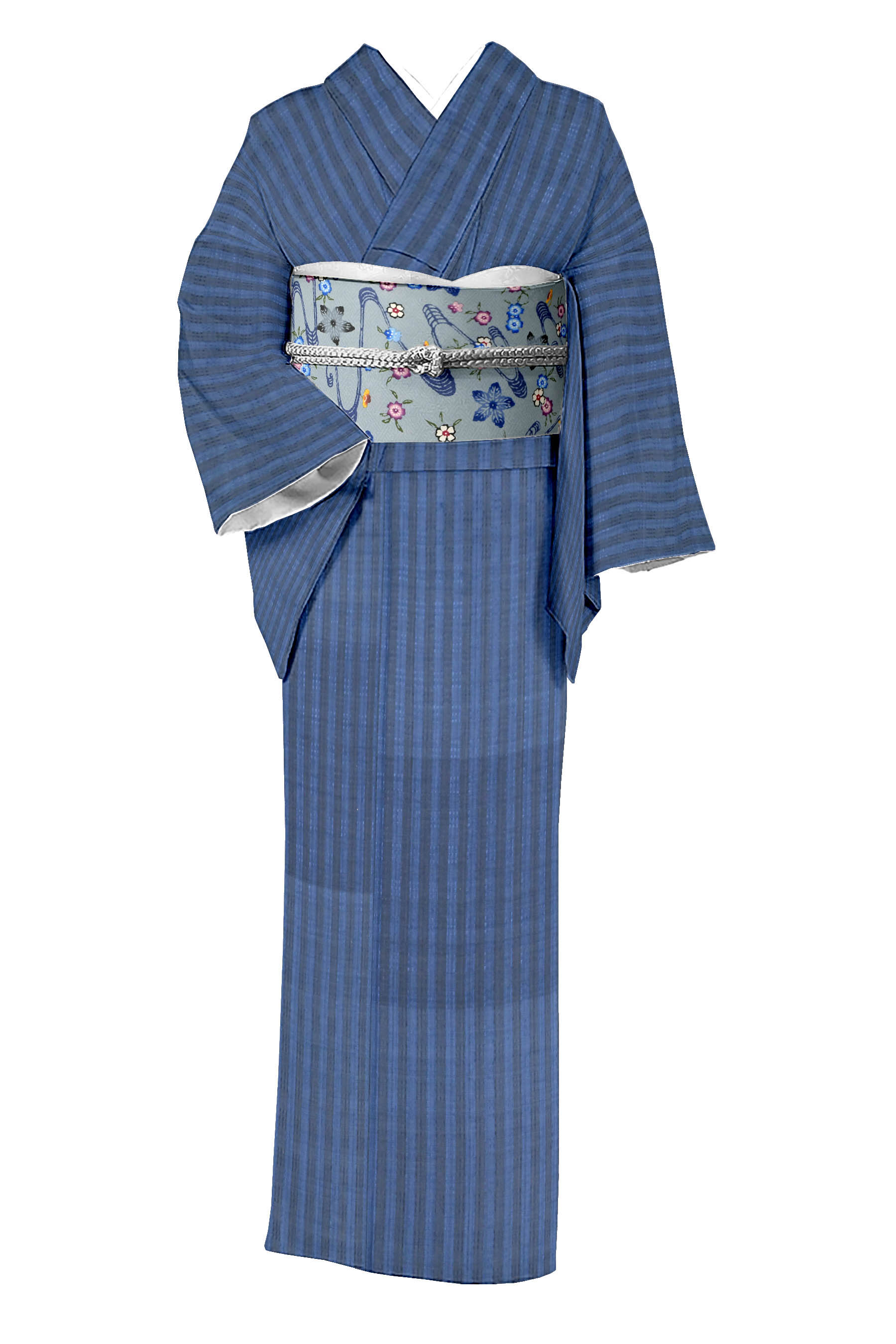 着物だいやす 526□八寸名古屋帯□琉球花織 浮織 菱格子横段文 濃藍色 